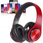 Wholesale LED Bluetooth Wireless Foldable Headphone Headset with Built in Mic for Adults Children Work Home School for Universal Cell Phones, Laptop, Tablet, and More (Black Red)